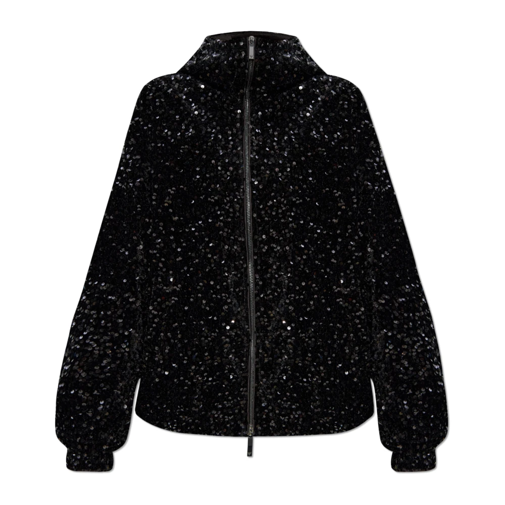 Emporio Armani Paillet Hoodie Black Dames