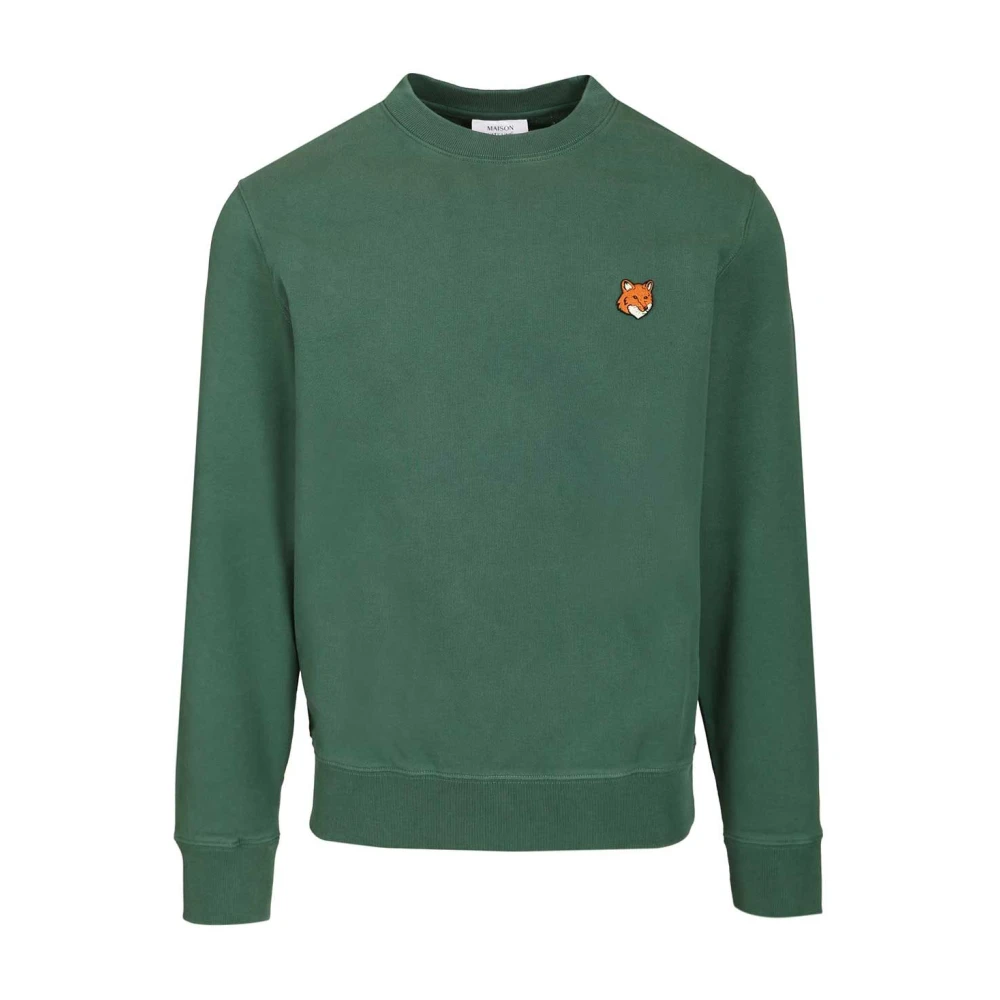 Maison Kitsuné Men's Green Sweatshirts, S, Fox Head Sweatshirt