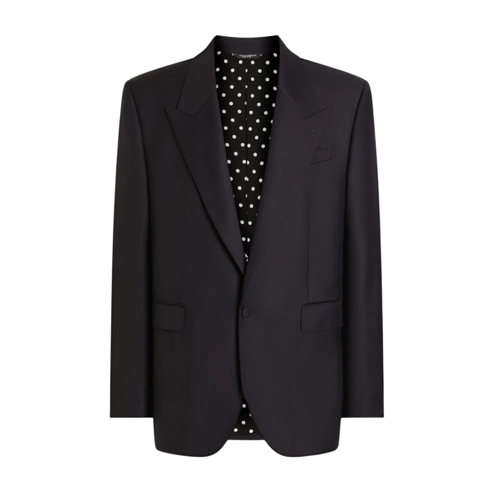 Dolce & Gabbana Blue Blazers, Male, M, Rounded Lapel Blazer