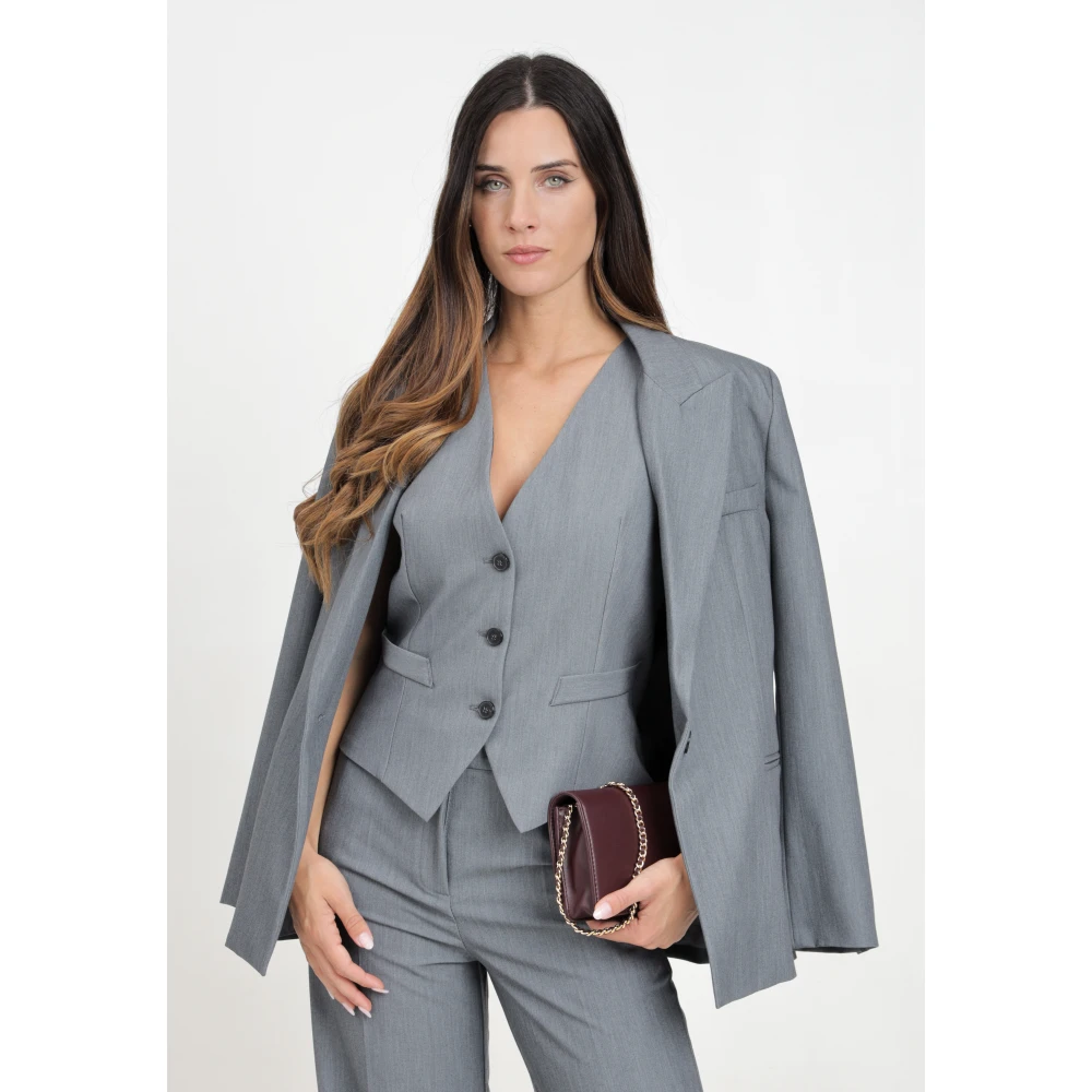 ViCOLO Grijze Damesvest Klassieke Stijl Gray Dames
