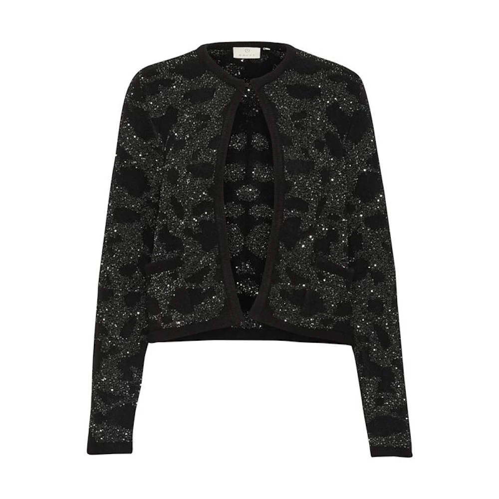 Kaffe Paillet Gebreide Vest Black Dames