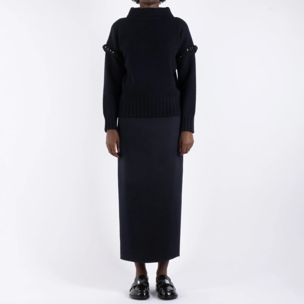 Max Mara Blauwe Ronde Hals Wollen Trui Blue Dames