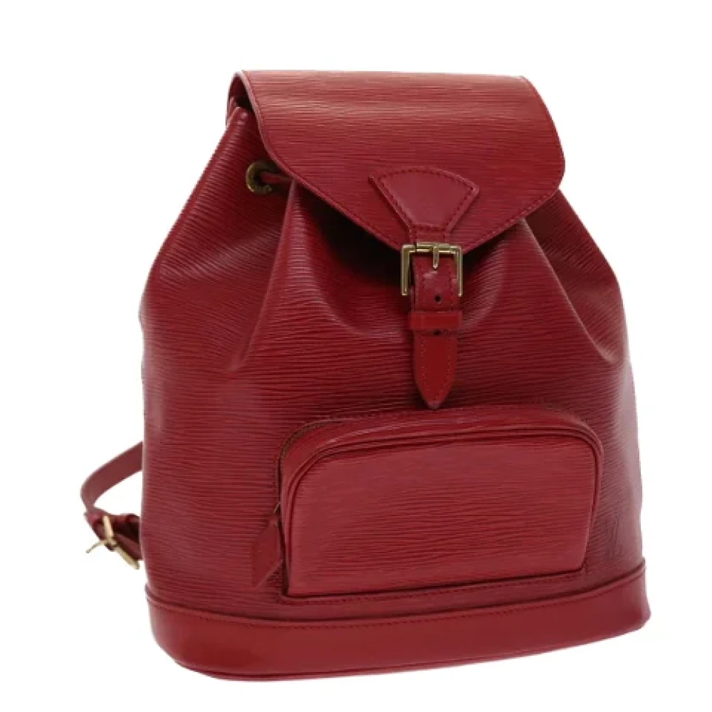 Louis Vuitton Vintage Rode leren Louis Vuitton Montsouris Rugzak Red Dames