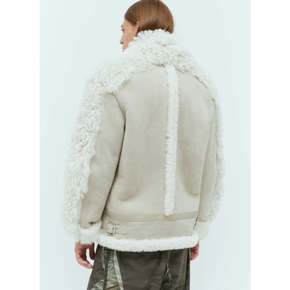 Diesel Shearling Panel Leren Jas Gray Heren