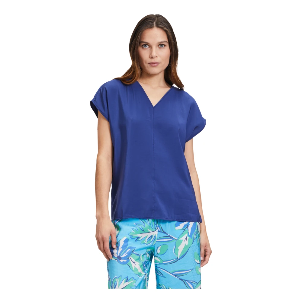 Betty Barclay Jungle Print V-Hals Blouse Blue Dames