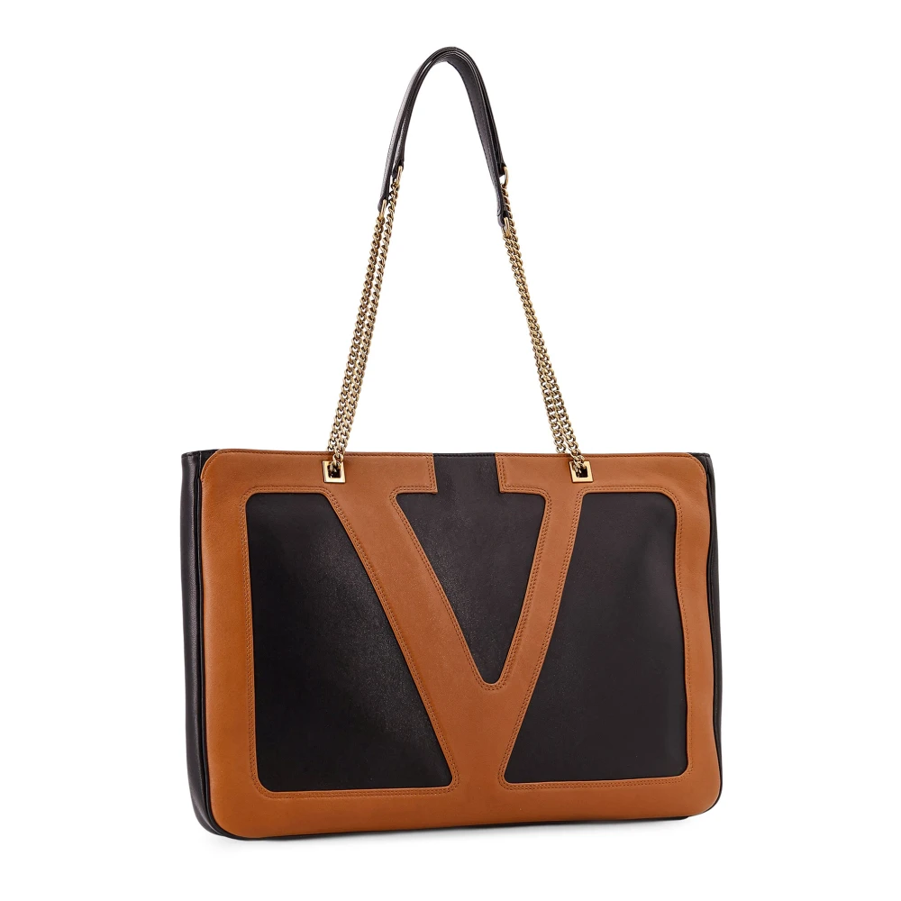 Valentino Garavani Leren Shopper Tas met VLogo Handtekening Black Dames
