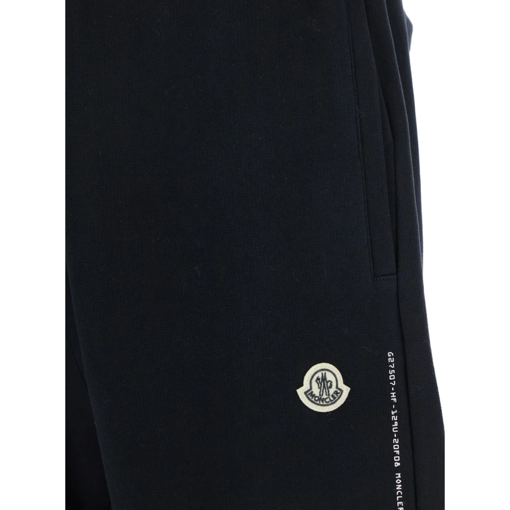 Moncler Zwarte Logo Patch Katoenen Shorts Black Heren