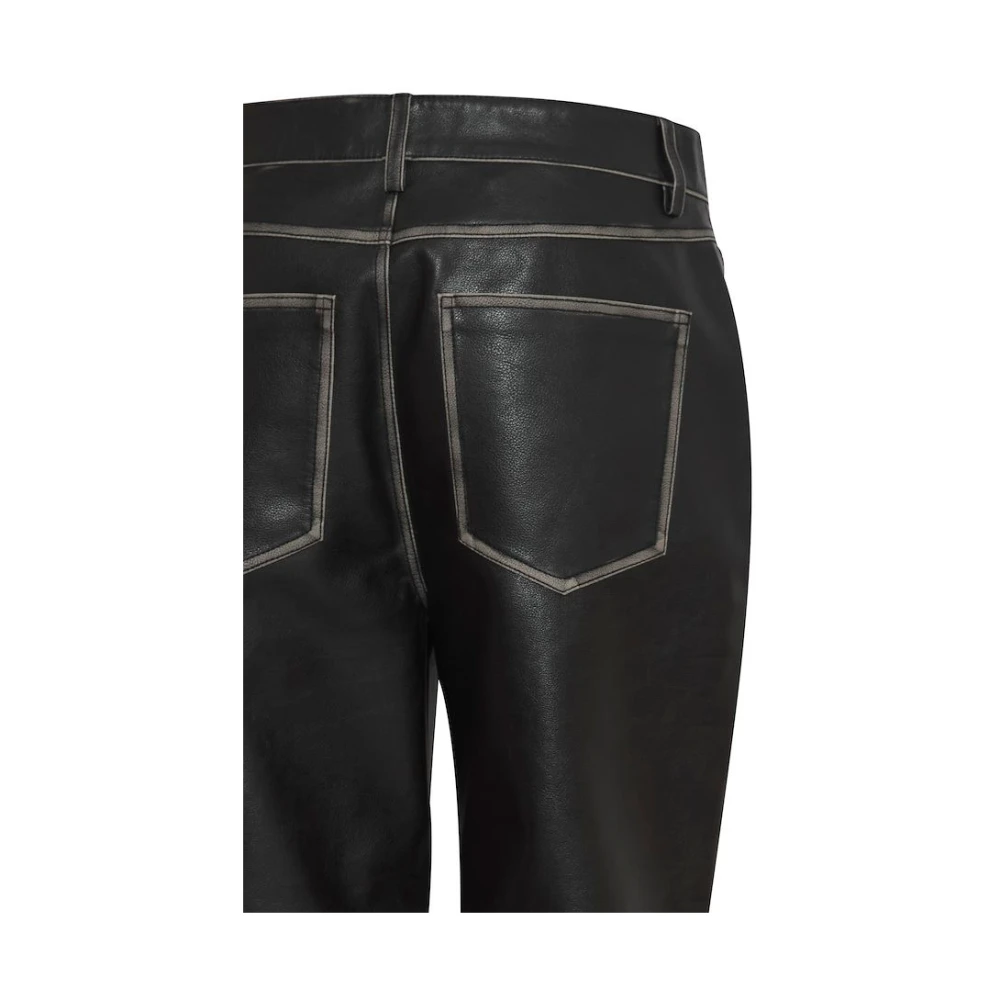 b.Young Imitatie leren regular fit volledige lengte broek Black Dames