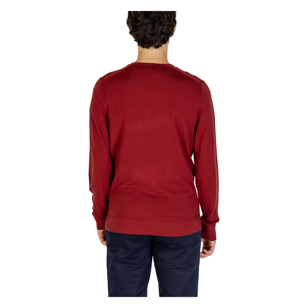 Calvin Klein Jeans Wollen Gebreide Trui Ronde Hals Bordeaux Red Heren