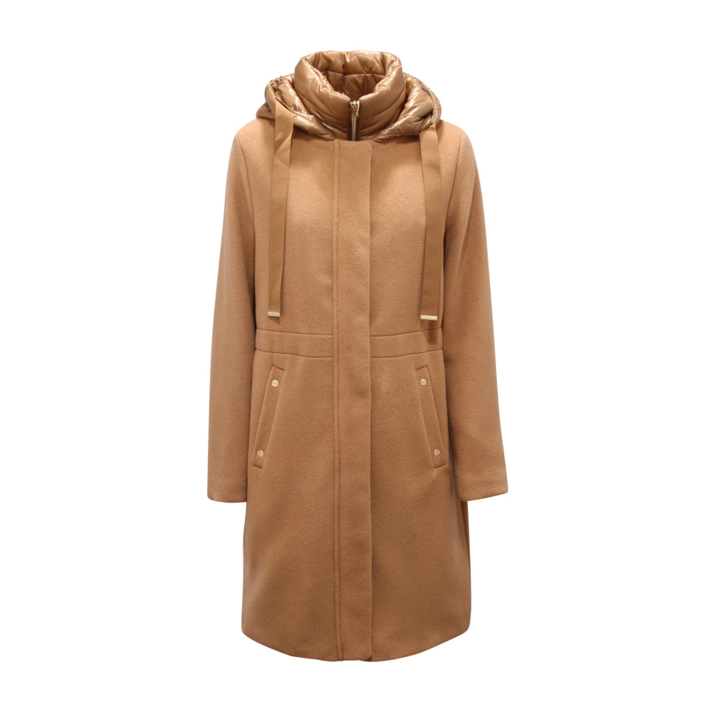 Herno Donna Beige - Cappotto In Misto Lana Con Pannello Frontale Removibile - Coats - M