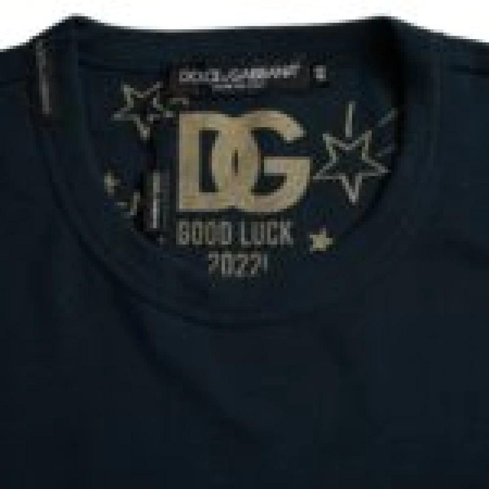Dolce & Gabbana Navy Katoenen T-shirt met Ronde Hals Blue Heren