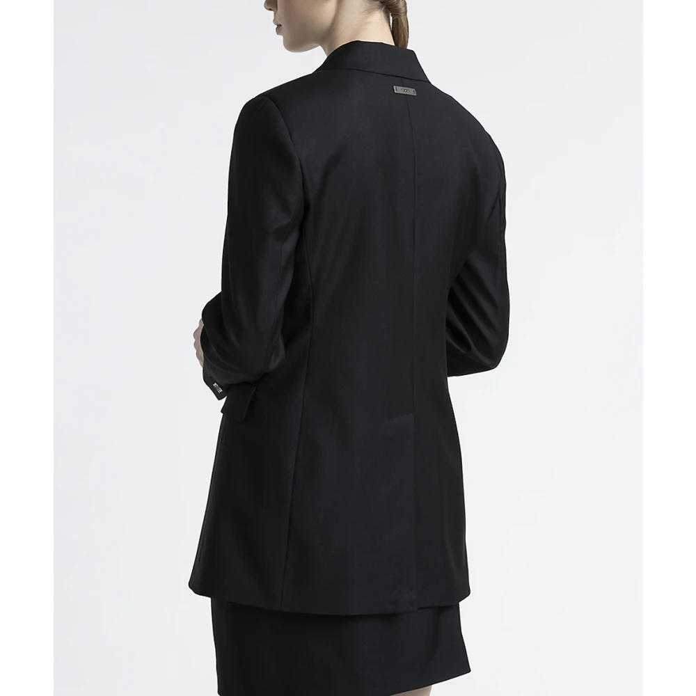PESERICO Puur wollen twill double-breasted blazer Black Dames