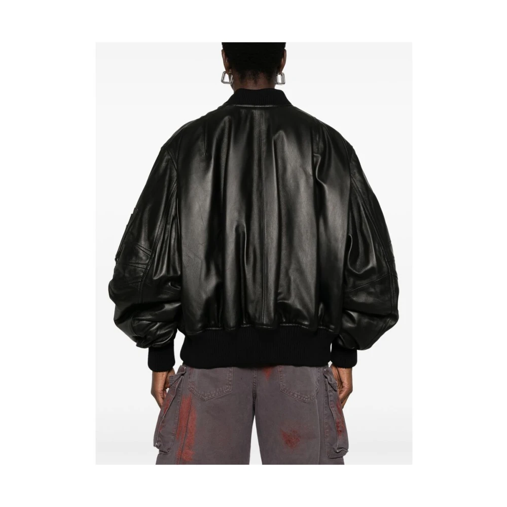 The Attico Zwarte Rits Voorkant Buitenkleding Jas Black Dames