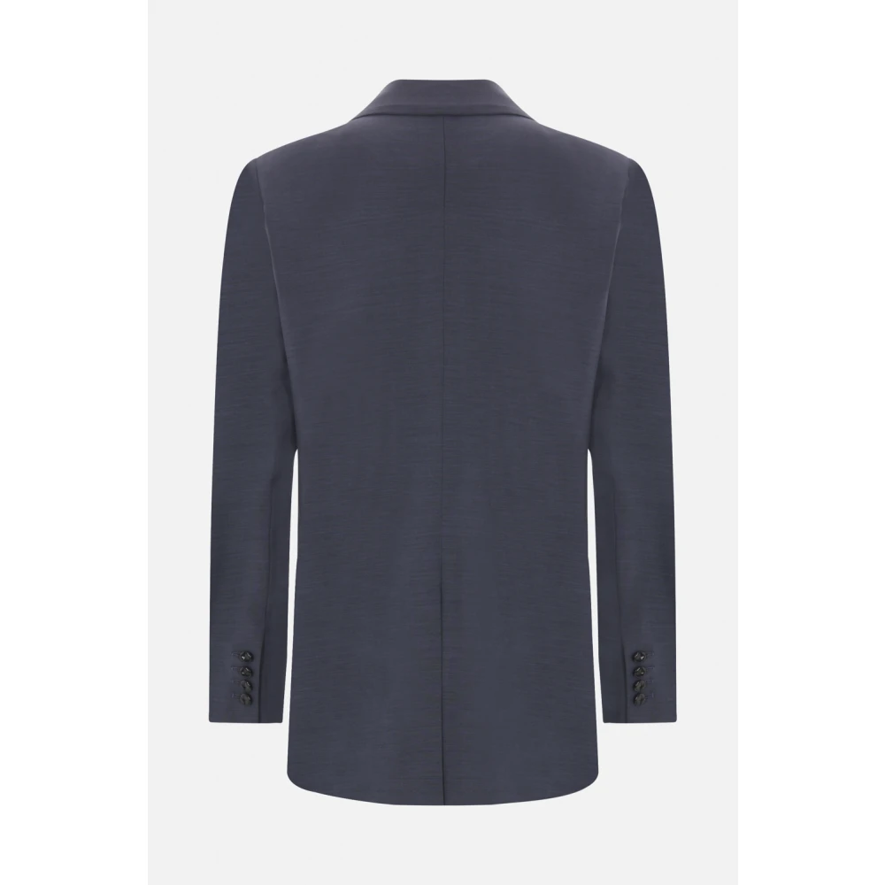 Blazé Milano Blauwe dubbelrijige wollen jas Blue Dames