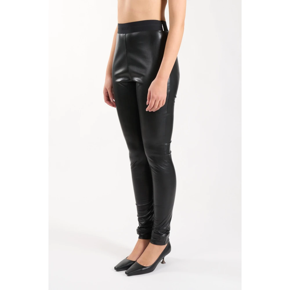 Msgm Hoge taille imitatieleer leggings Black Dames