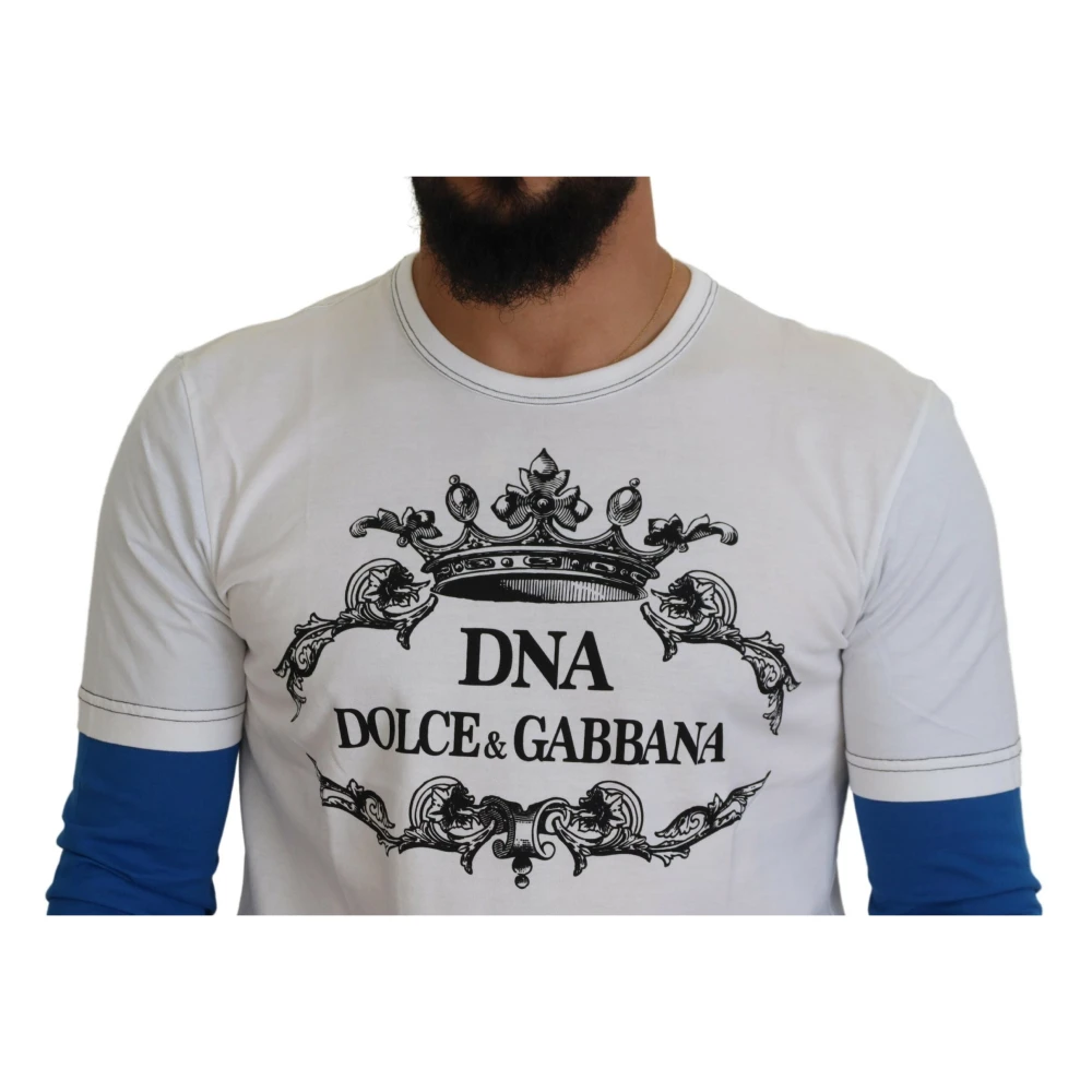 Dolce & Gabbana Blauwe DNA Crewneck Sweater White Heren