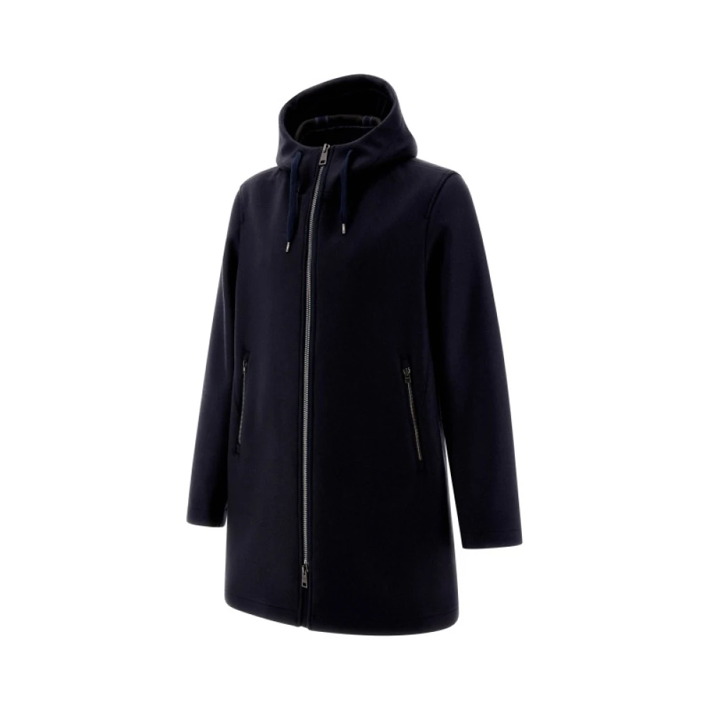 Herno Hooded Wolmix Jas Blue Heren