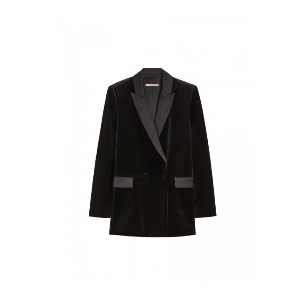 Pennyblack Fluwelen Smokingjasje met Satijndetails Black Dames