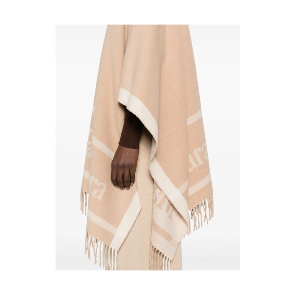 Max Mara Kameelbruine Cape met Franje Beige Dames