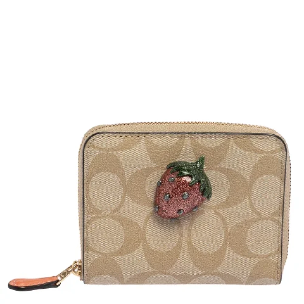Coach Pre-owned Coated canvas wallets Beige Dames