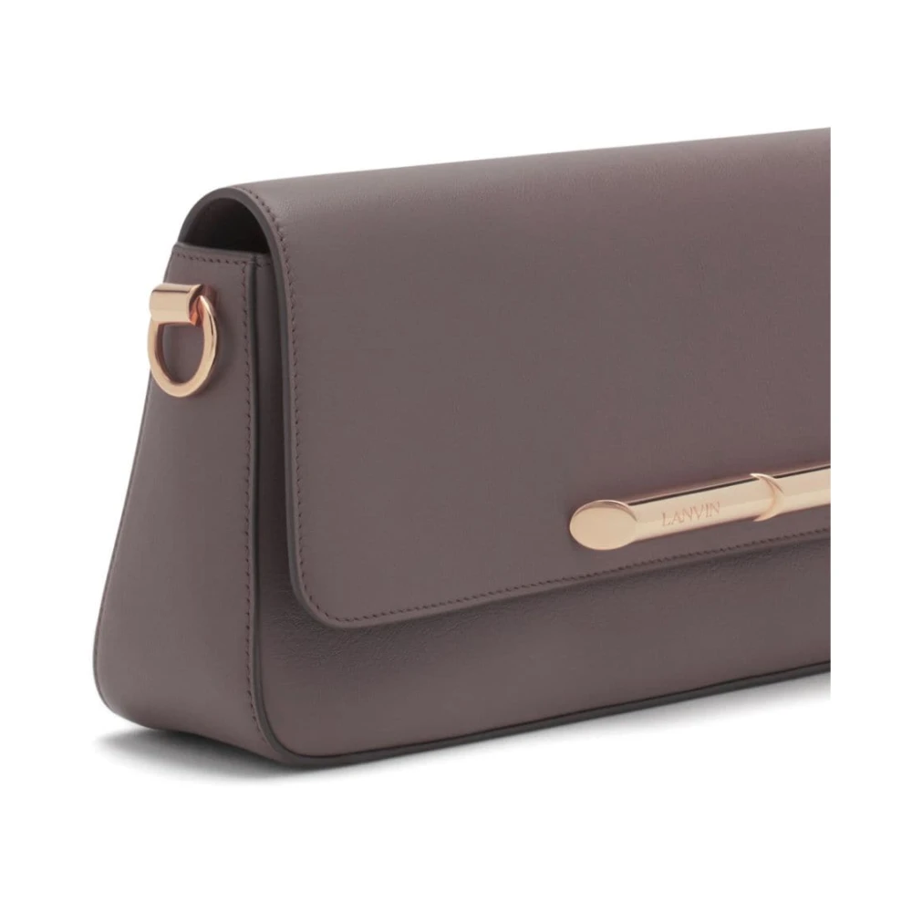 Lanvin Bruin leren schoudertas met logo Brown Dames