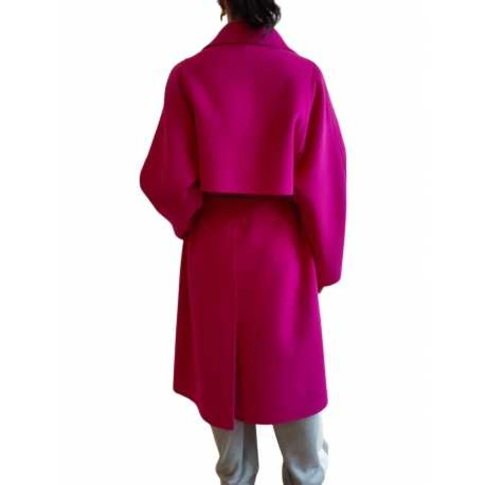 Essentiel Antwerp Fuchsia double-breasted jas met riem Pink Dames