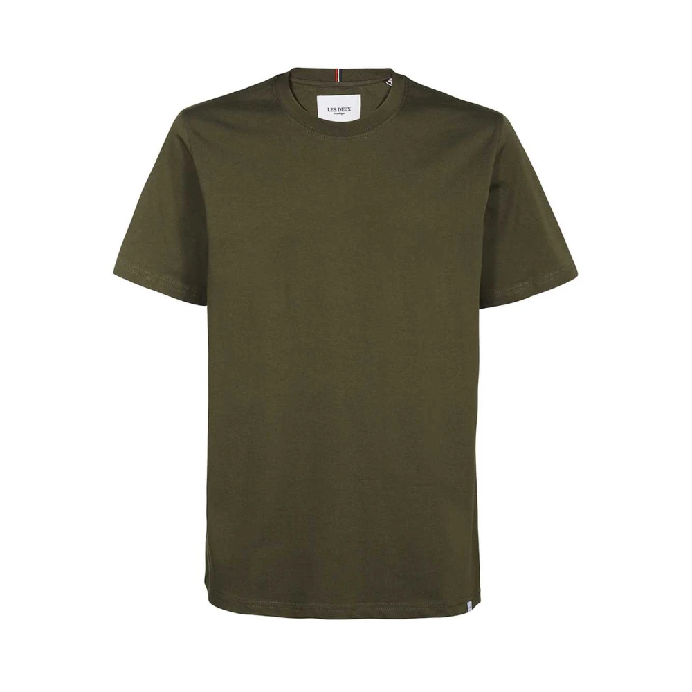 Les Deux Katoenen Ribgebreide Crew T-shirt Green Heren