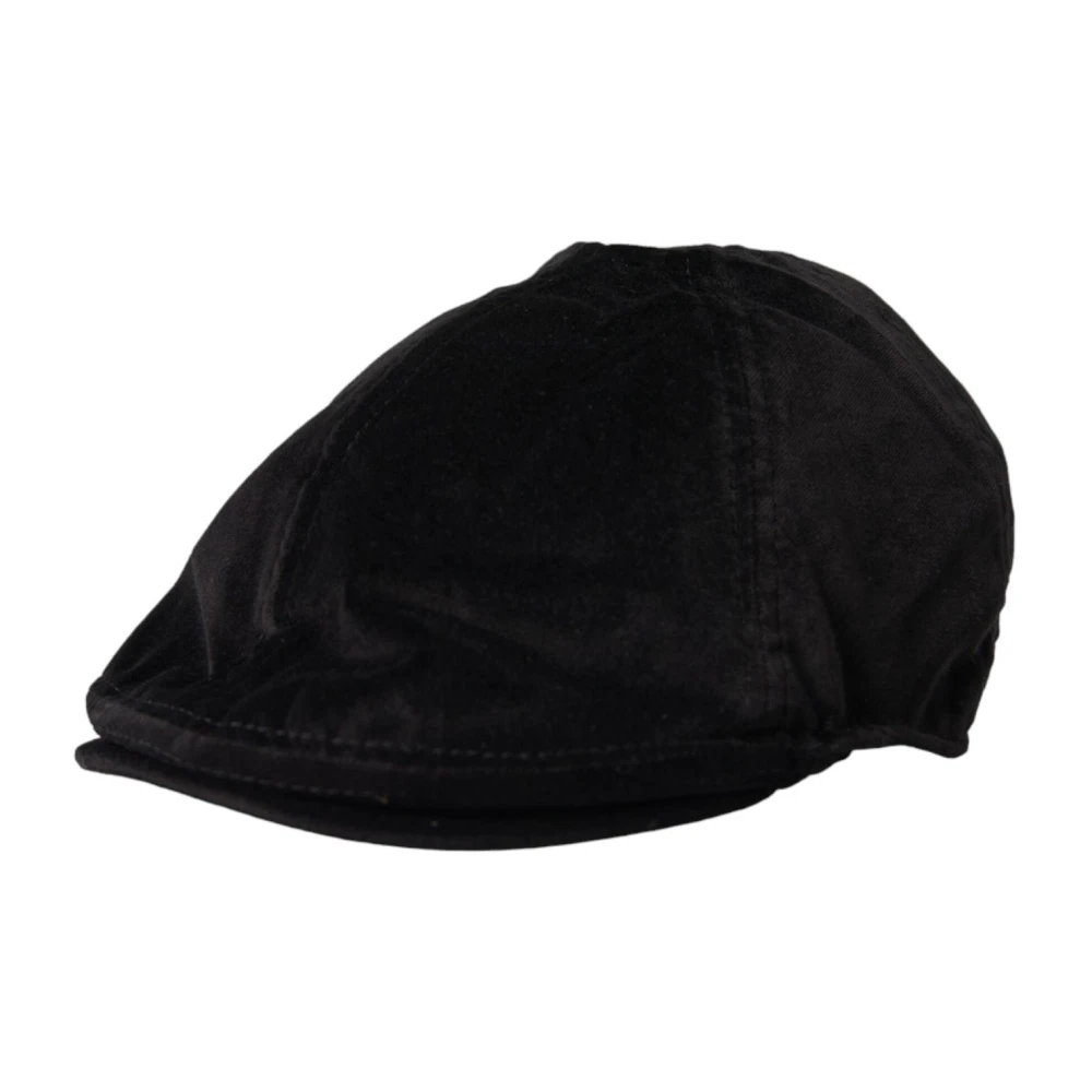 Dolce & Gabbana Zwarte Katoenen Newsboy Cap Black Heren