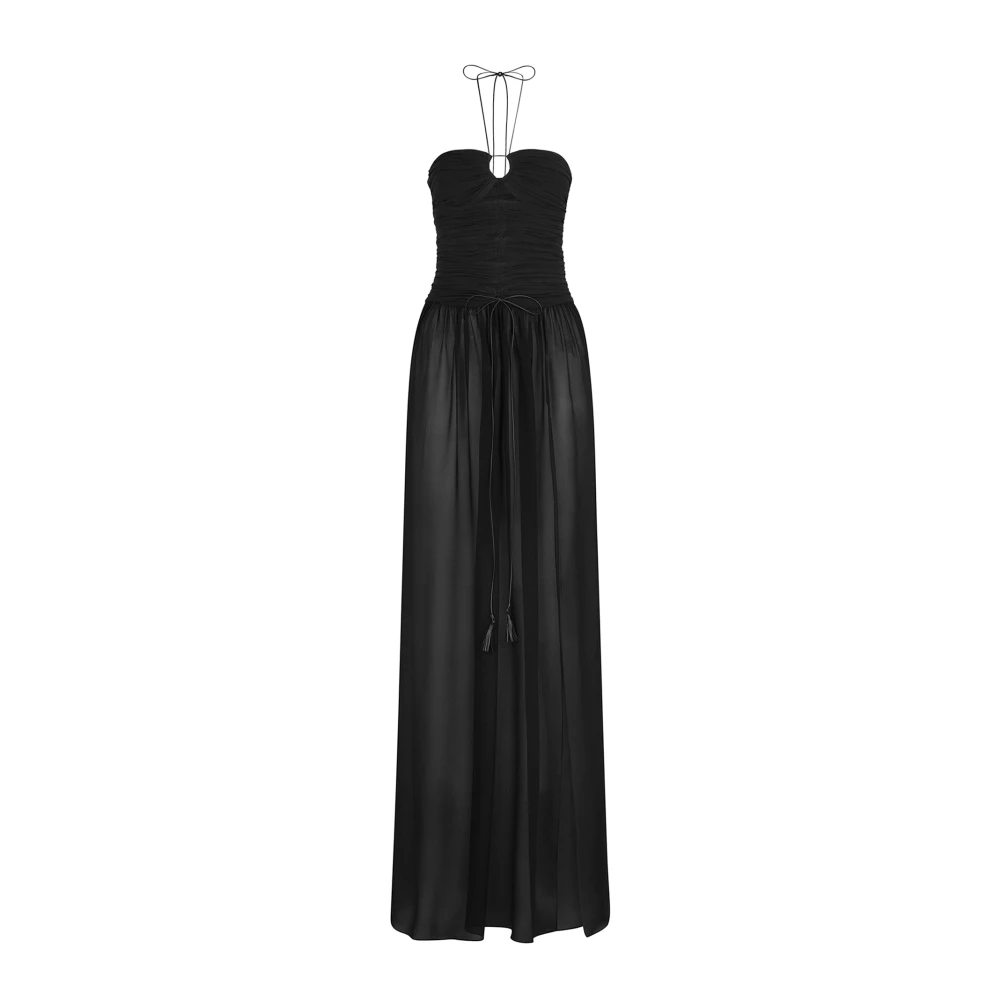 Tom Ford Zwarte Zijden Strapless Jurk met Cut-Out Black Dames