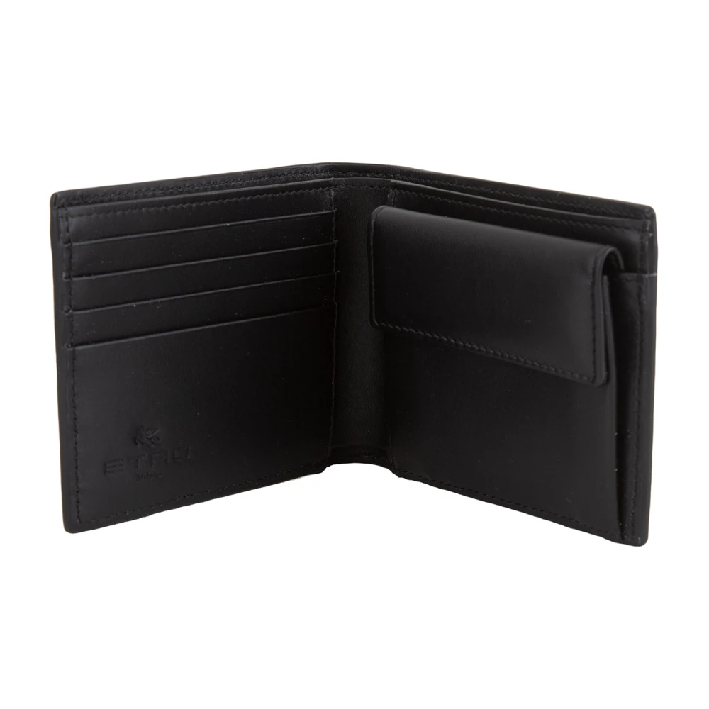 ETRO Zwarte Leren Portemonnee met Logo Opdruk Black Heren