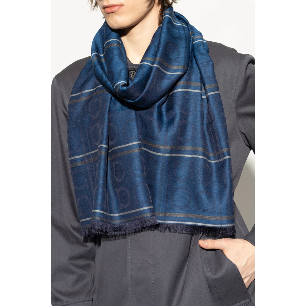 Salvatore Ferragamo Sjaal met Monogram Blue Heren