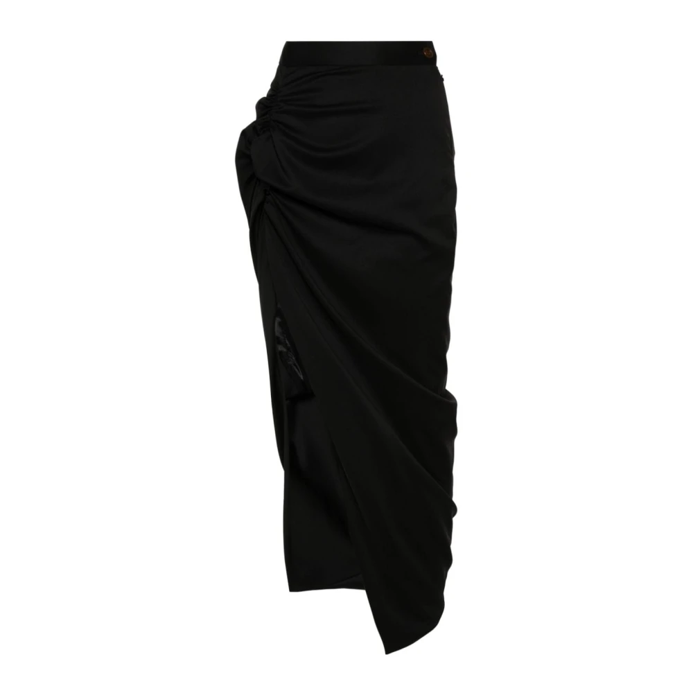 Vivienne Westwood Zwarte Gedrapeerde Wollen Rok Black Dames