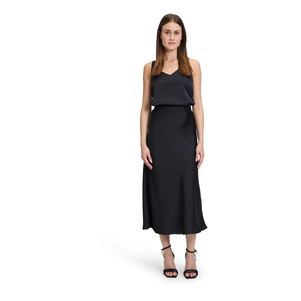 Vera Mont Satin Midi Rok Black Dames