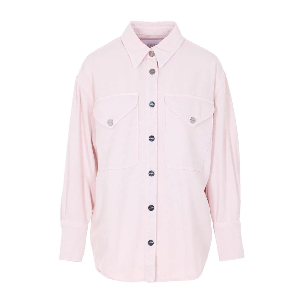 Dondup Vrouw Roze Overhemden Dames, M, Katoen, Camicia Over Shirt