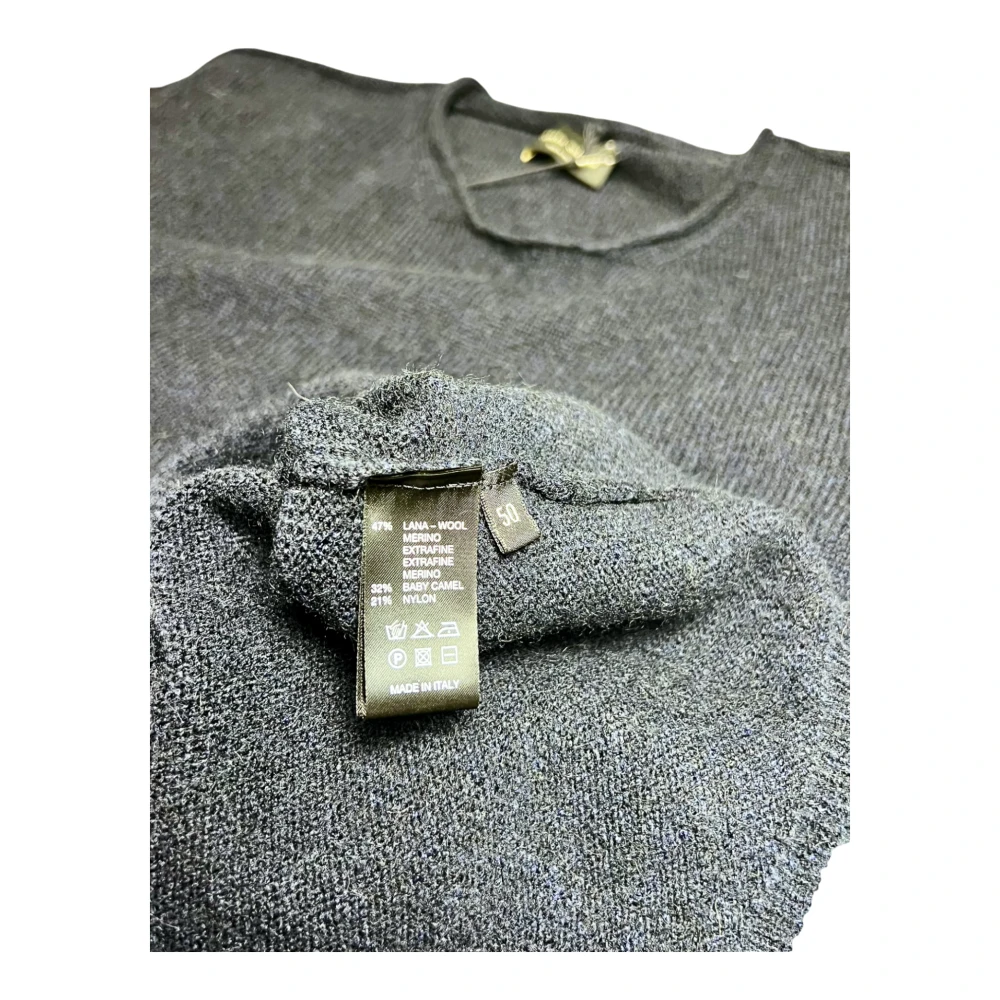 Roberto Collina Navy Merino Baby-Kamel Rollkante Sweater Blue Heren