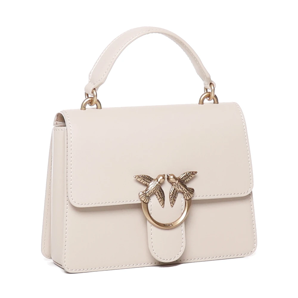 pinko Love One Leren Handtas Beige Dames