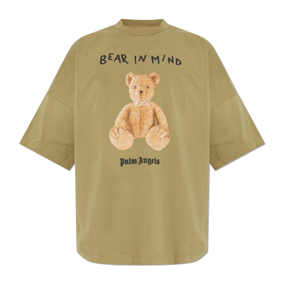 Palm Angels Men's Green Bear In Mind Loose T-Shirt