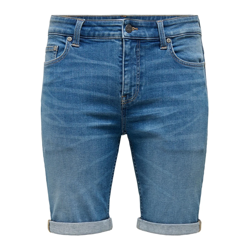 Only & Sons Slim Fit Jeans Shorts Blue Heren
