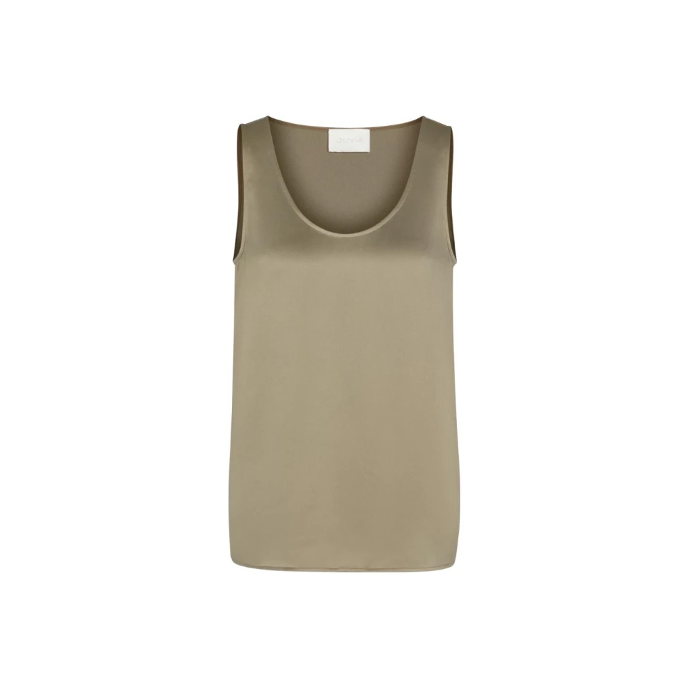 Juvia Women's Green Satin Top - Sleeveless Tops - Xs - Tops