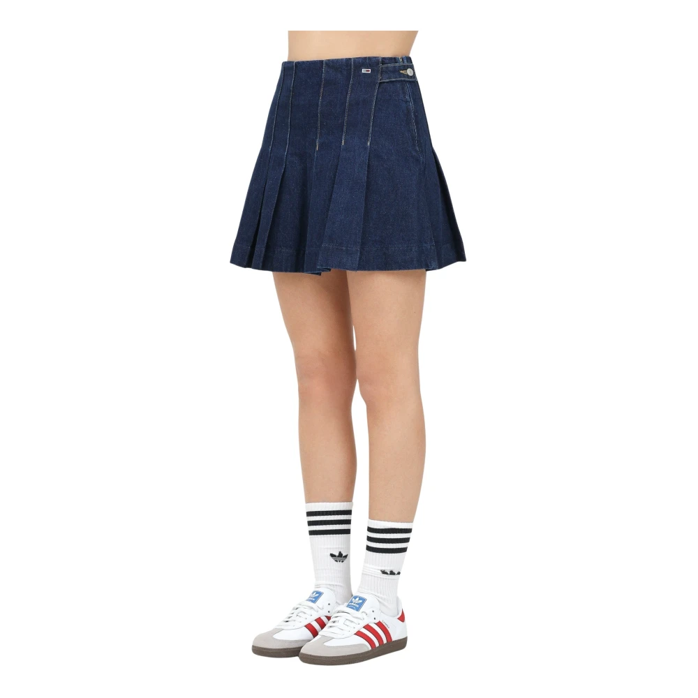 Tommy Jeans Donkerblauwe Denim Geplooide Rok Blue Dames