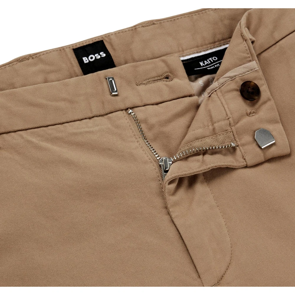 Hugo Boss Slim Fit Gabardine Katoenen Chino's Beige Heren
