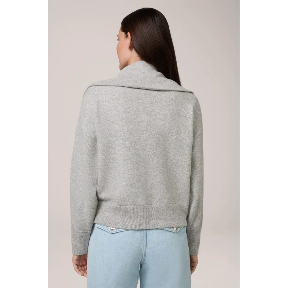 Windsor Grijze Cashmere Cardigan met Rits Gray Dames