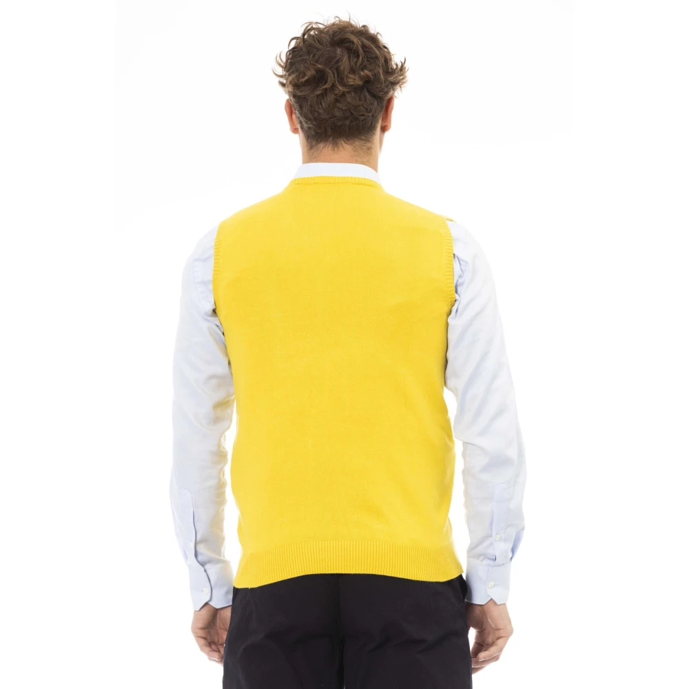 Alpha Studio V-hals Gebreid Vest Regular Fit Yellow Heren