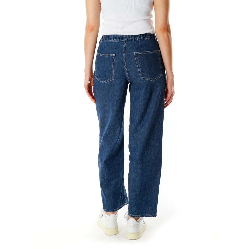 American vintage Relaxed Fit jeans met elastische tailleband Blue Dames