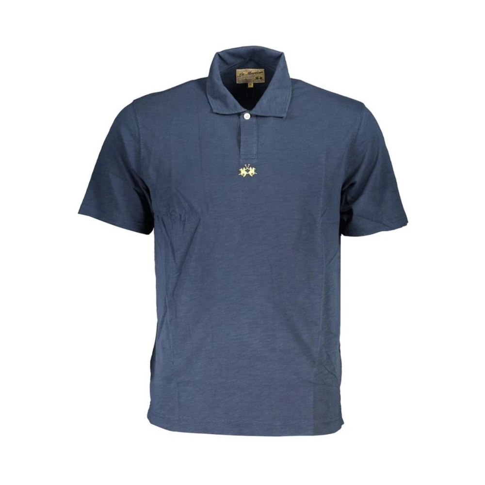 La Martina Men's Blue Cotton Polo Shirt With Embroidery