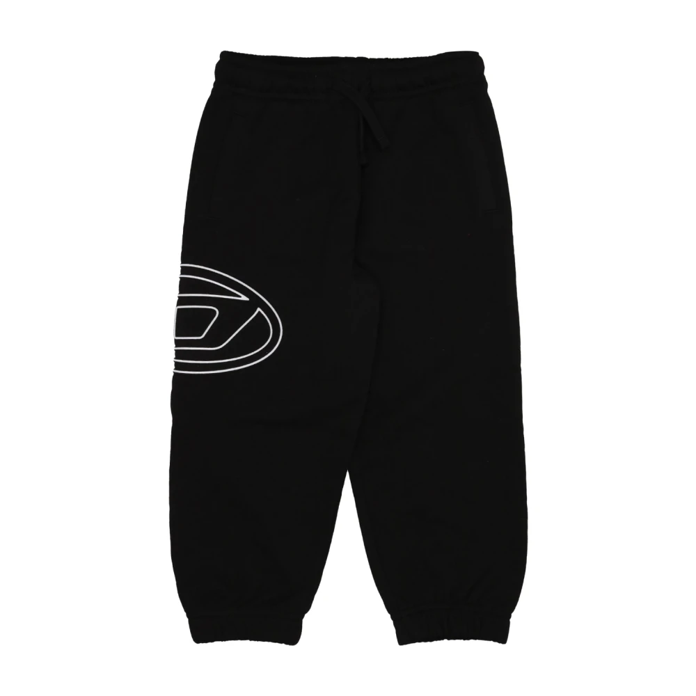 Diesel Mannelijk Zwart E Jersey Broek Met Ovaal Logo