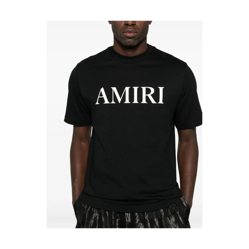 Amiri Zwart Katoenen Jersey Logo T-shirt Black Heren