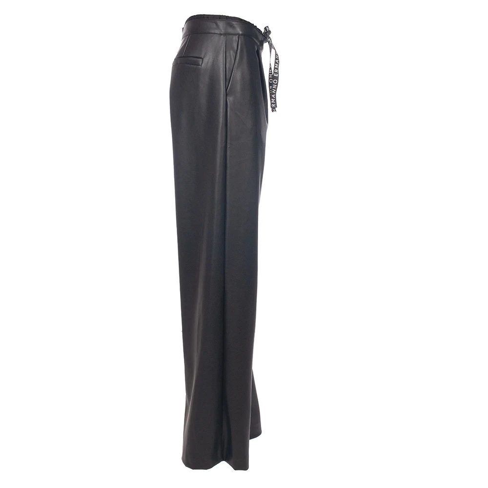 Ermanno Scervino Wijde broek van imitatieleer Black Dames