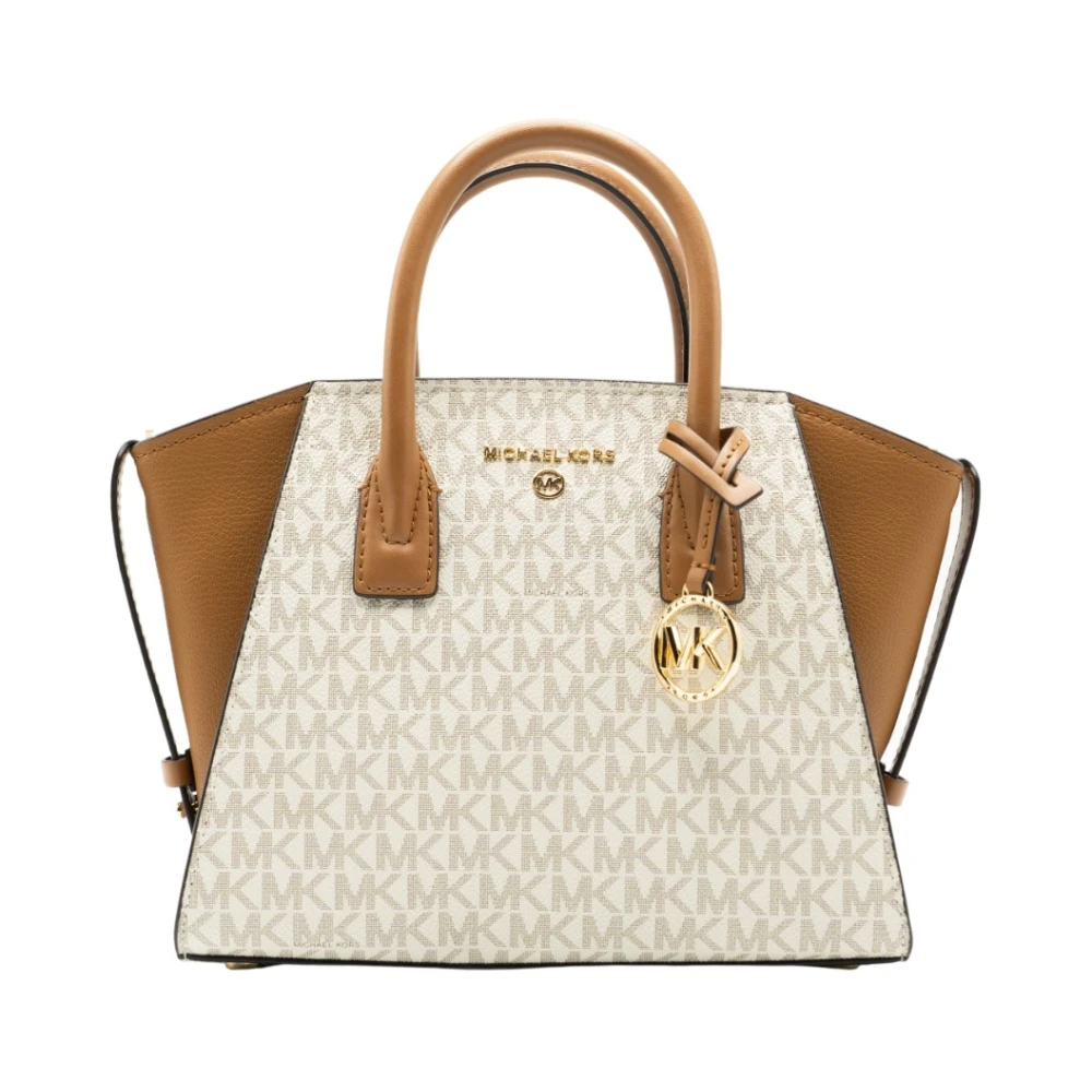 Michael Kors Women's Beige Avril Small Logo Top-Zip Satchel