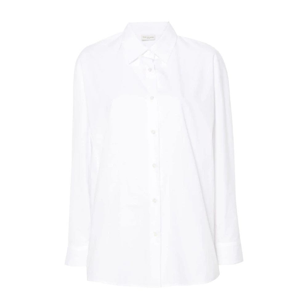 Dries Van Noten Witte Katoenen Poplin Overhemd met Naad Details White Dames